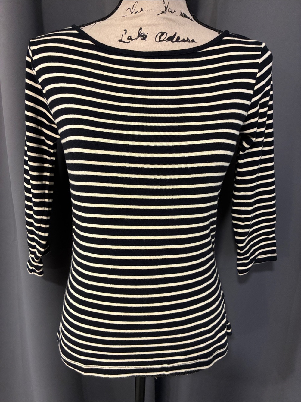 Zara Black and White Striped Long Sleeve Tee